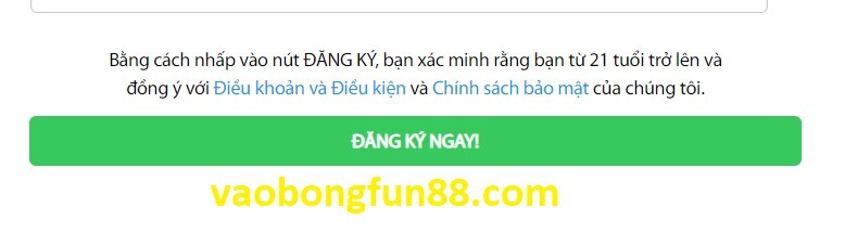 Hoàn tất quá trình đăng ký FUN88